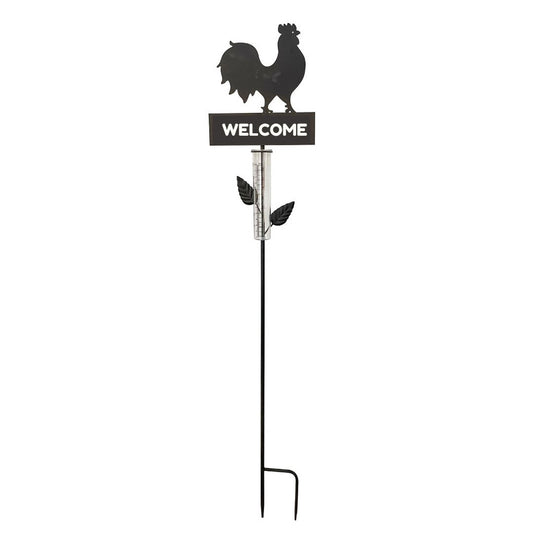 Rain Gauge Rooster Stake Cast Iron - Catcher Garden