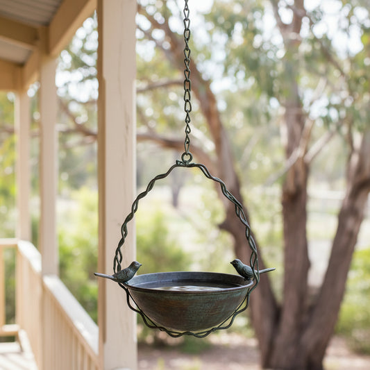 Bird Bath Feeder Hanging 65cm Rustic Cottage Garden