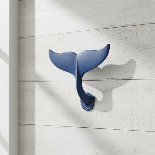 Whale Tail Wall Hook | Blue Coastal Beach House Decor