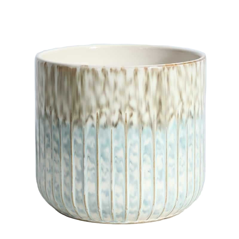 Planter Pot Coastal Blue Grey Aqua Garden Luxury