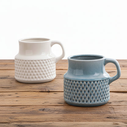 Ceramic Jug Planter Pot Vase - Blue White with Handle