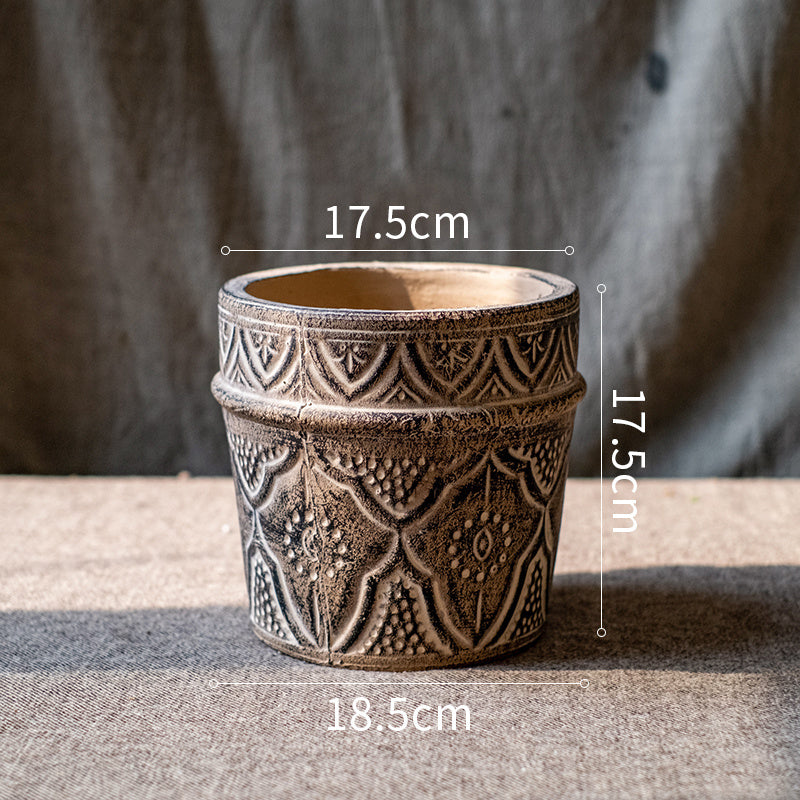 Vintage Pottery Planter Pot Vase - Flower Garden Stone