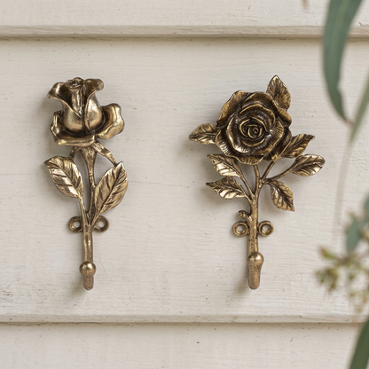 Actual rose hooks referenced in a simple outdoor Australian cottage setting