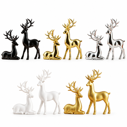 All five reindeer finishes together on white