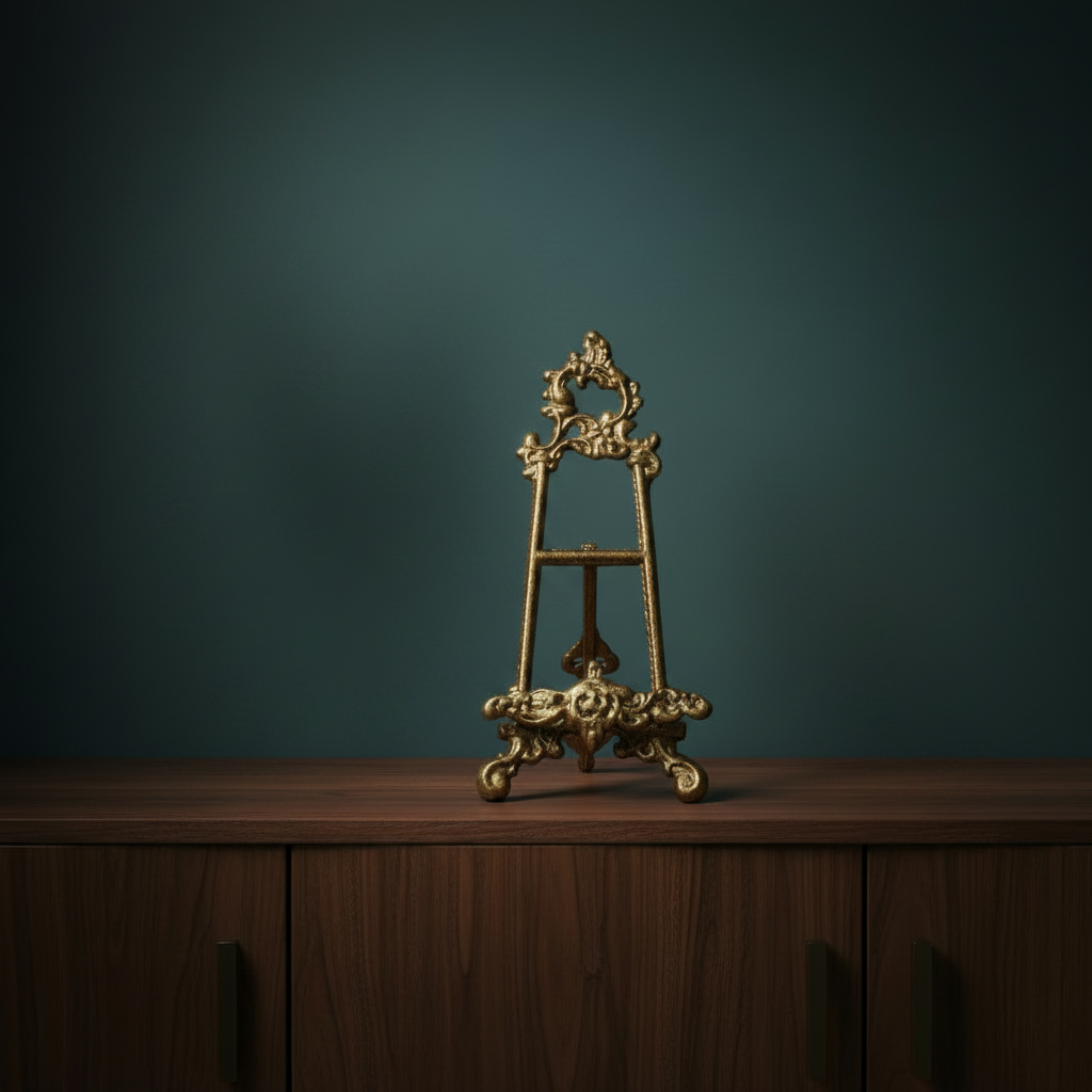 Antique Gold stand — moody vintage background