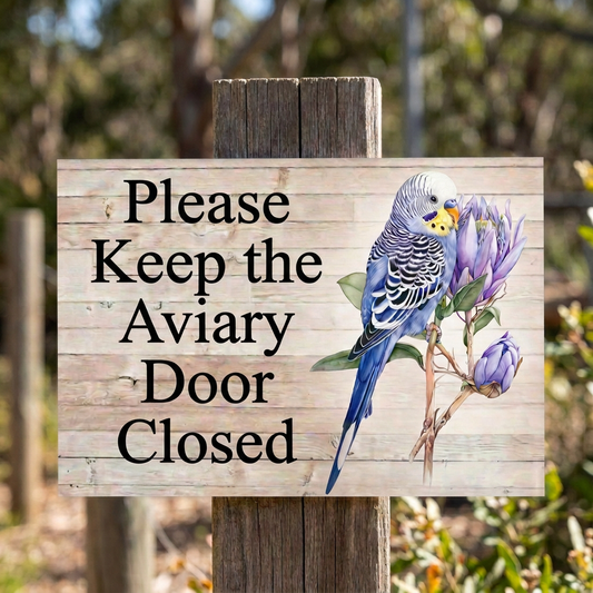 Aviary sign revision restoring the pale whitewashed timber-look background