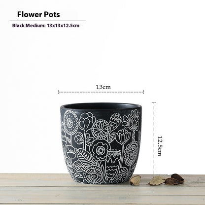 Planter Pot Floral Flowers Ceramic