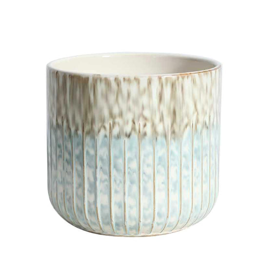 Planter Pot Coastal Blue Grey Aqua Garden Luxury