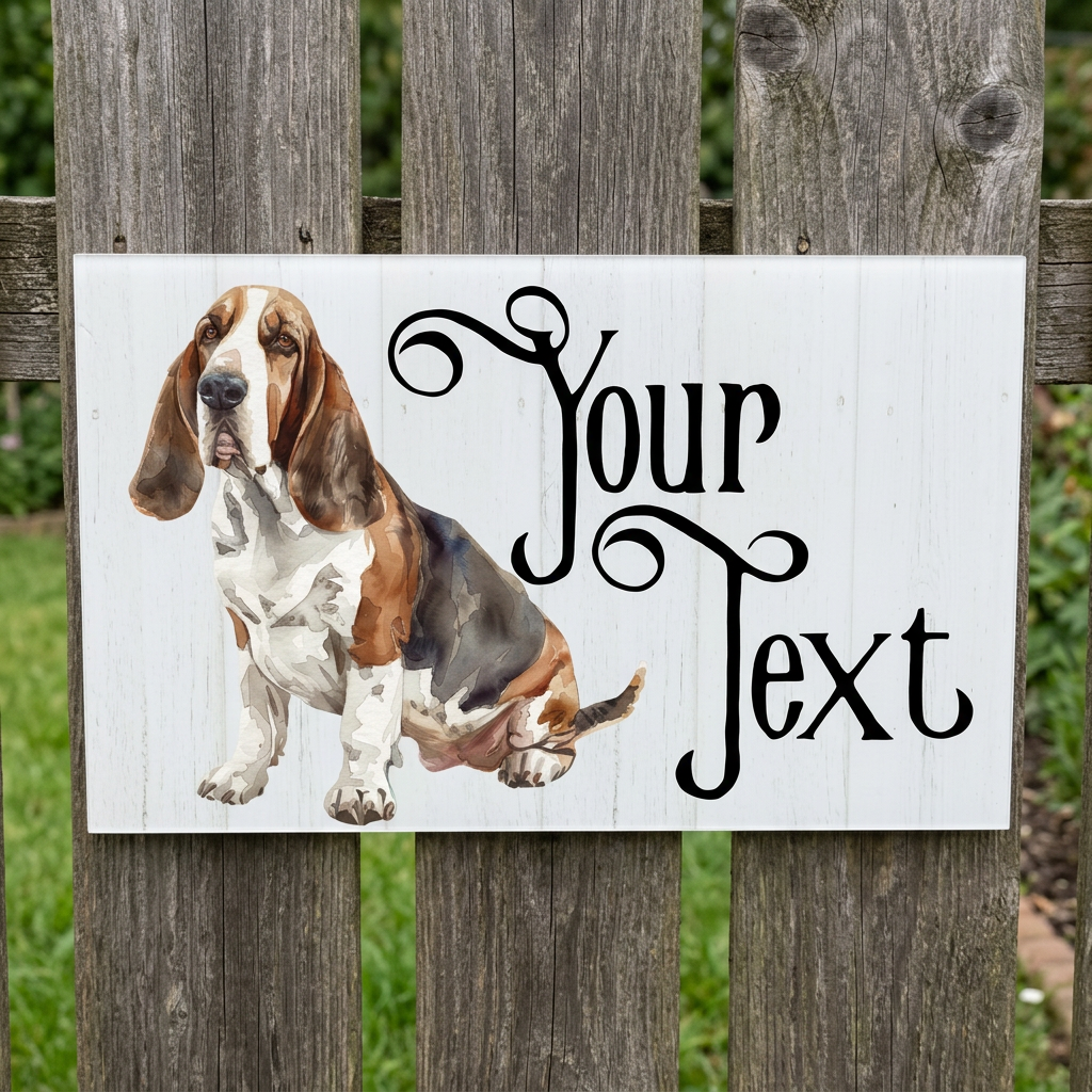 Basset Hound plaque on a country fence