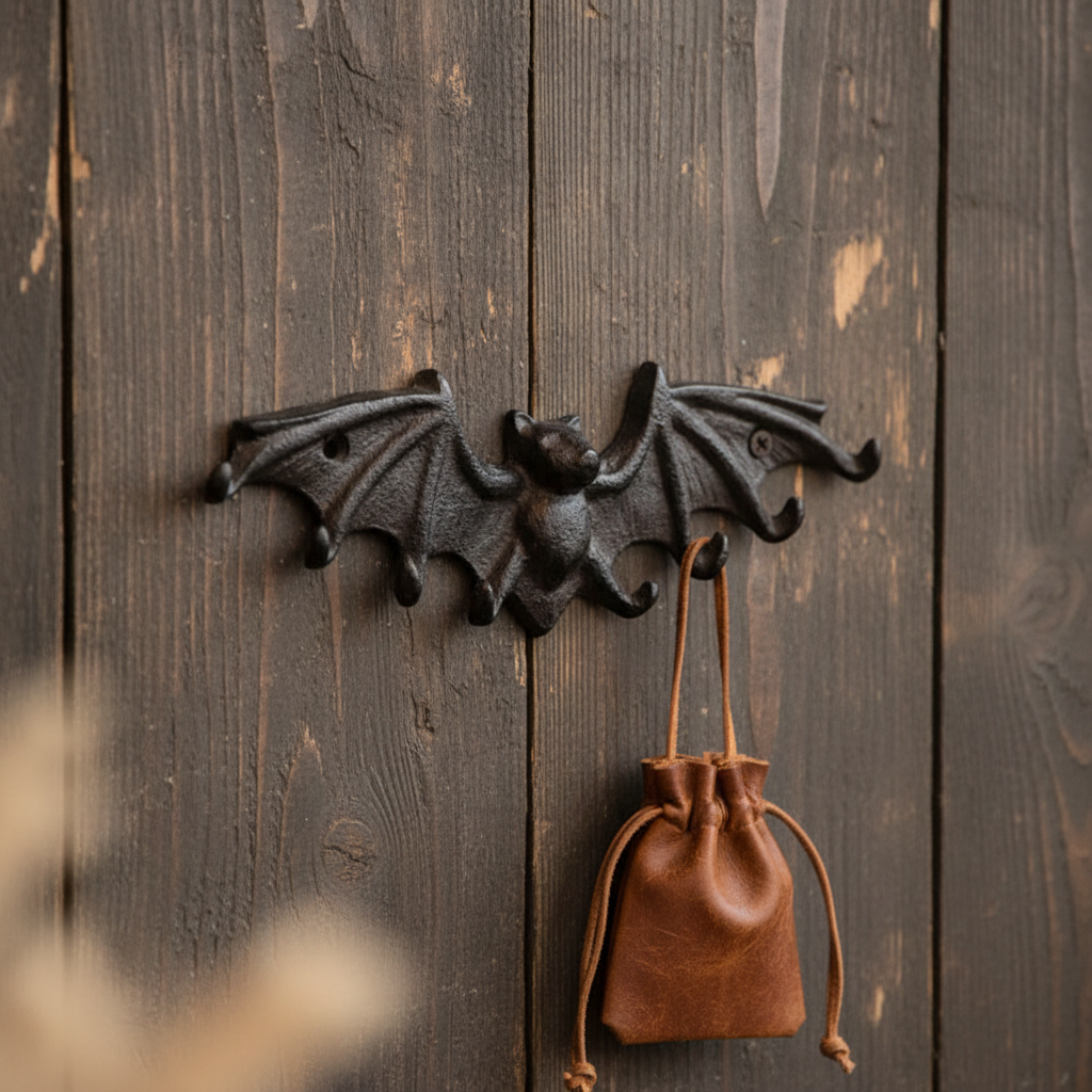 Bat hook — close-up timber wall