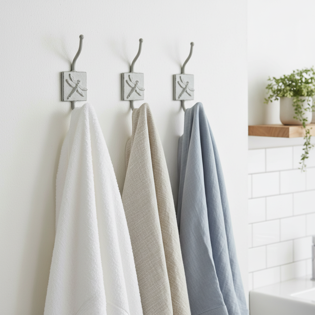 Bathroom - 3 Hooks with Towels & Robe