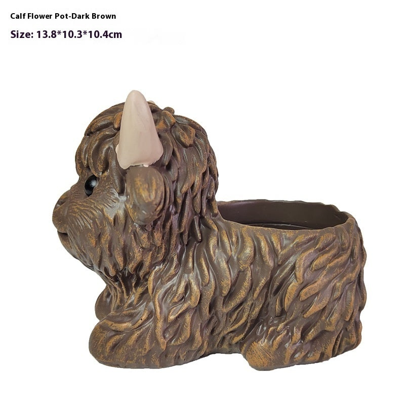 Planter Pot Garden Highland Cow Country