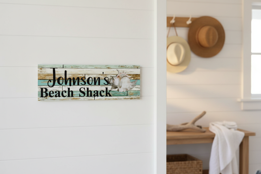 Beach Shack Shell Sign Wall