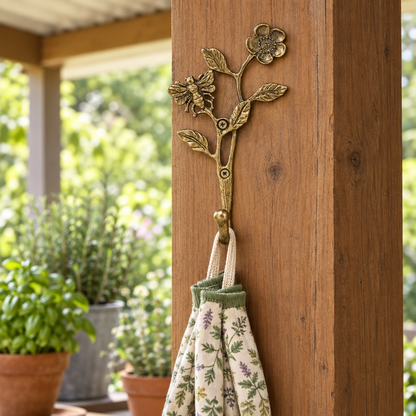 Bee and flower hook on a covered garden verandah