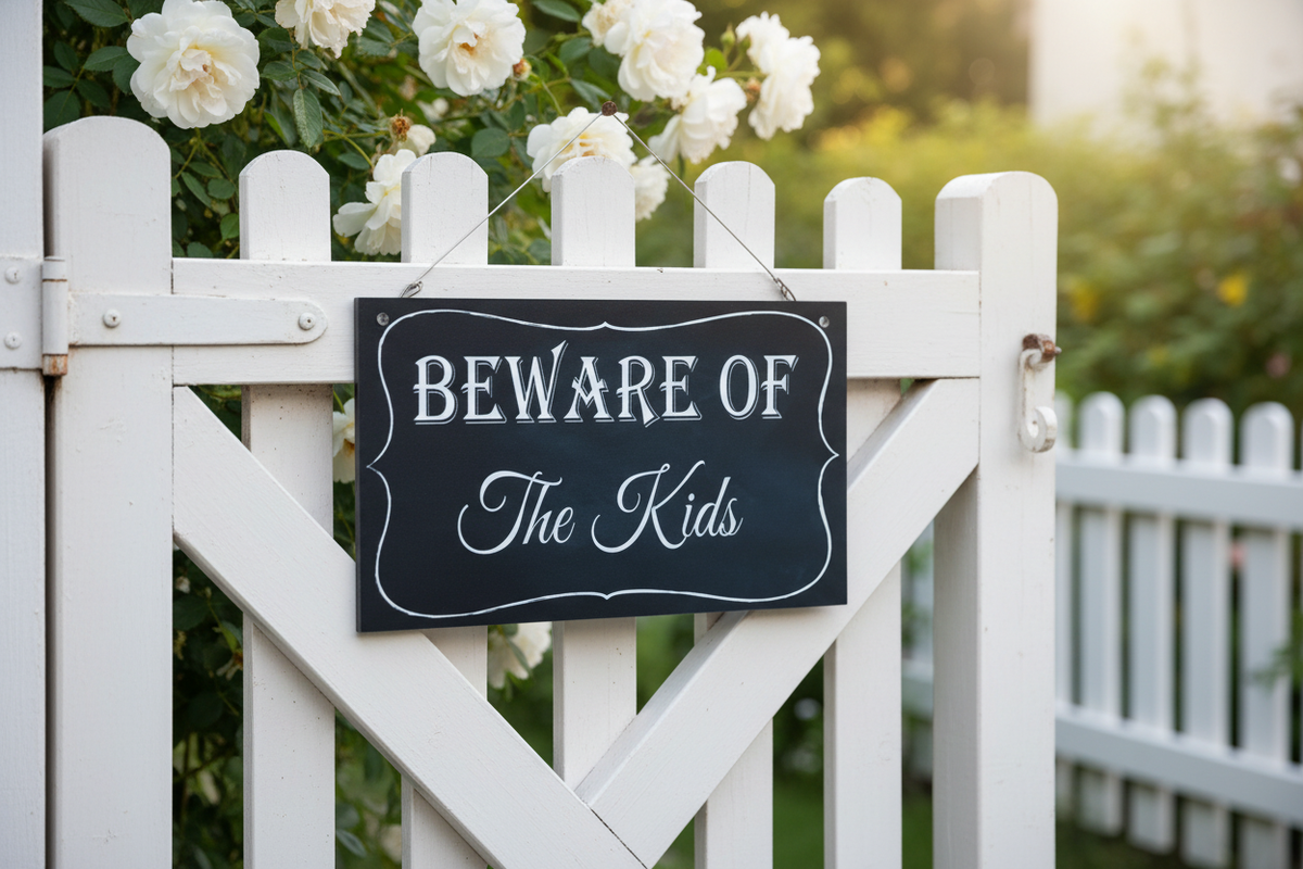 Beware Of Sign Garden Gate