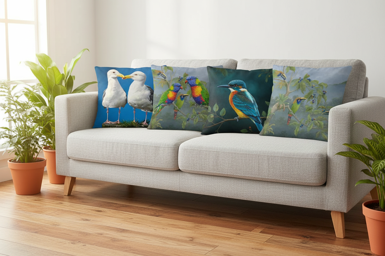 Bird Cushions Hero Sofa Lifestyle