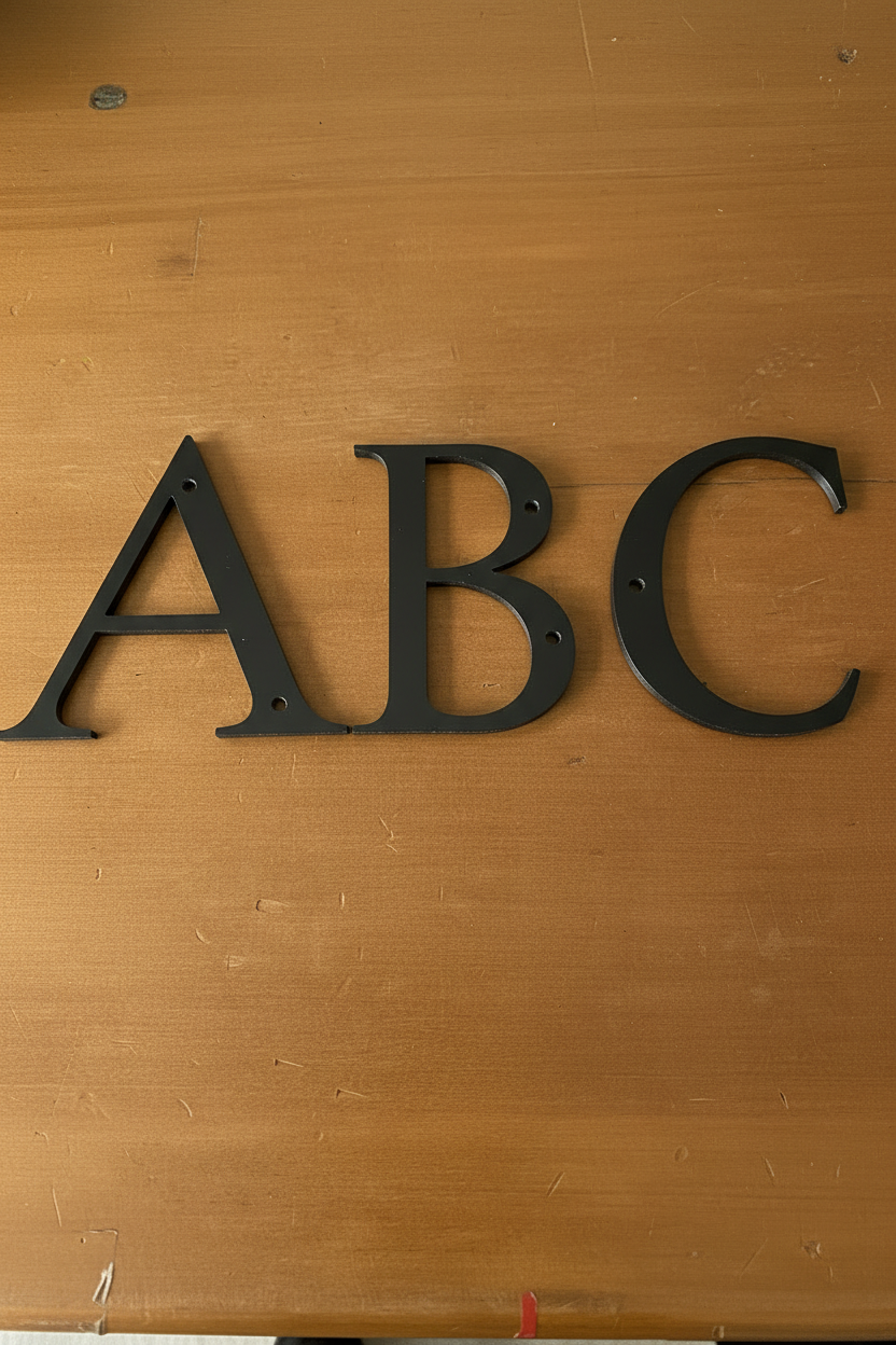 Black letters flat lay