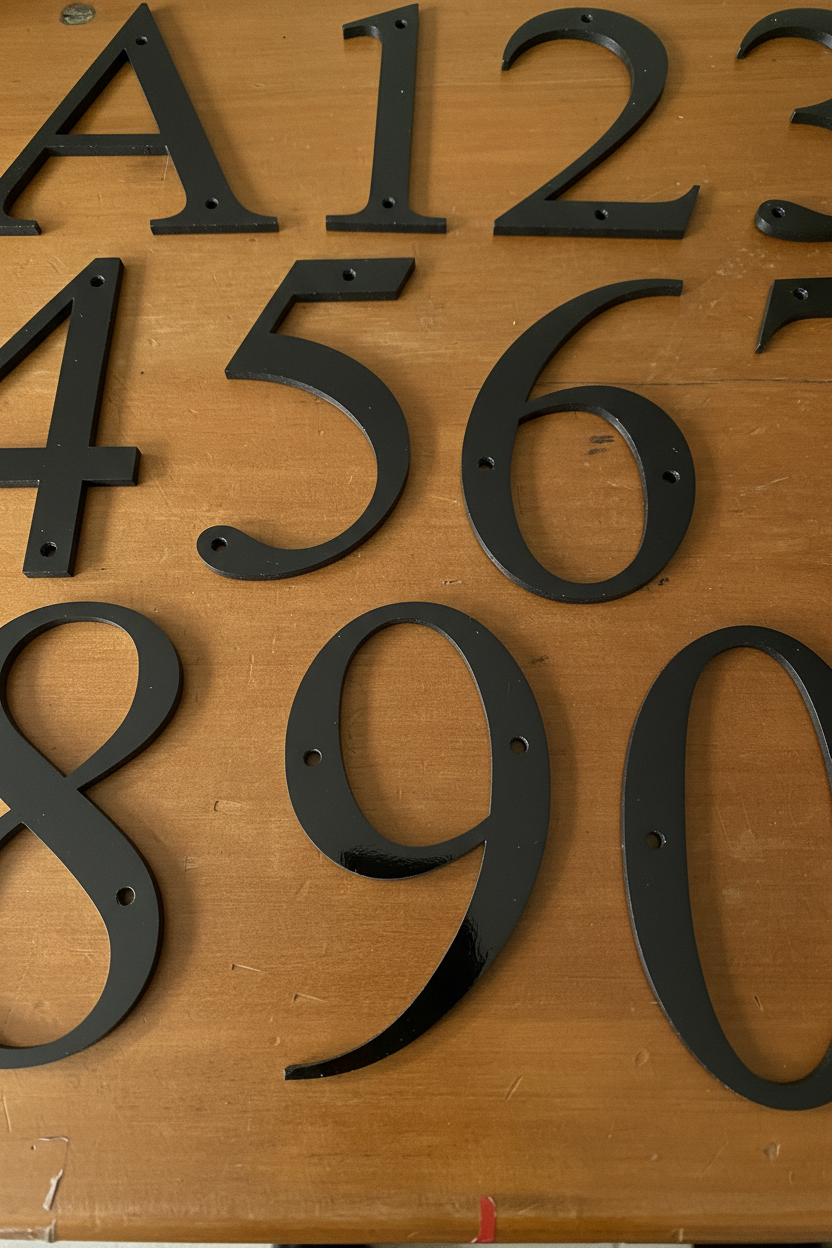 Black numbers flat lay