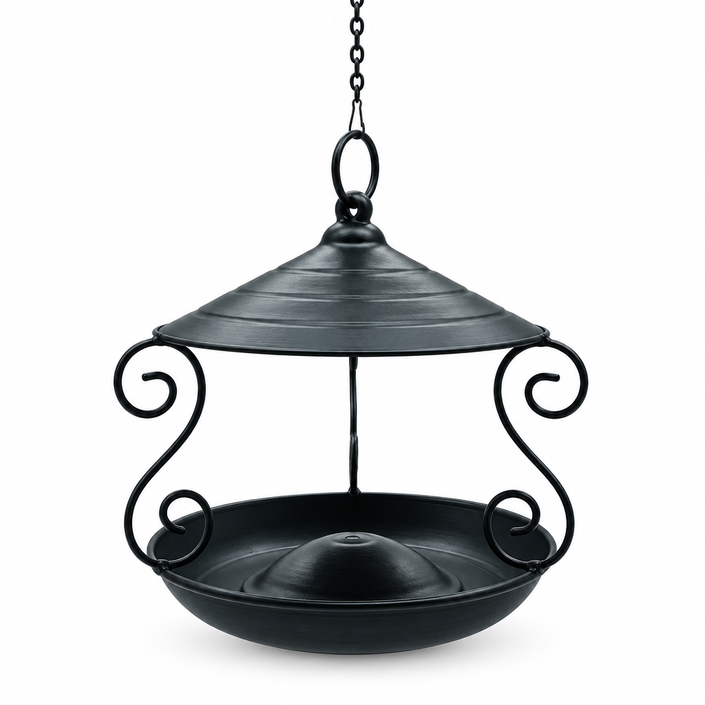 Black scrollwork hanging bird feeder main-image preview