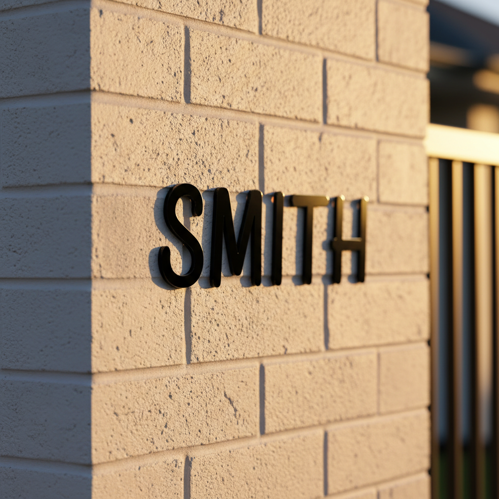 Black SMITH on rendered pillar