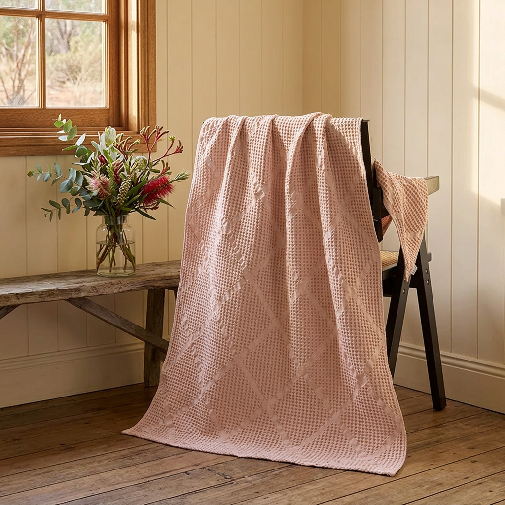 Blush Pink diamond relief cottage bathroom
