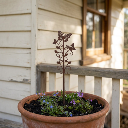 Butterfly stake in a farmhouse verandah pot