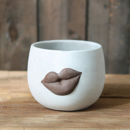 Pot Planter Garden Big Lips Retro