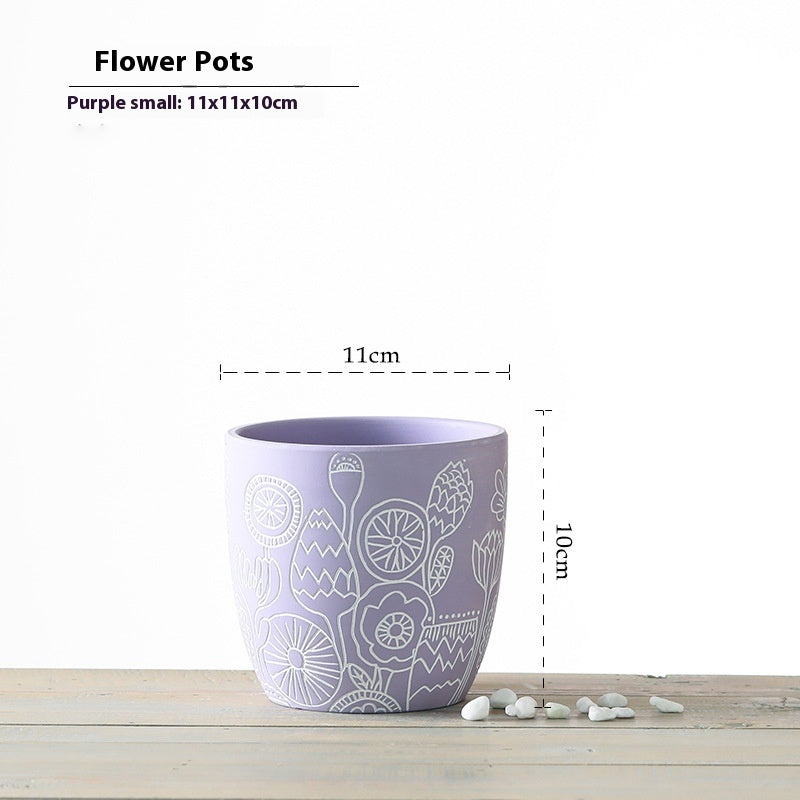 Planter Pot Floral Flowers Ceramic