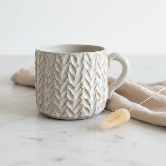 Cable Knit Mug Close-up 1
