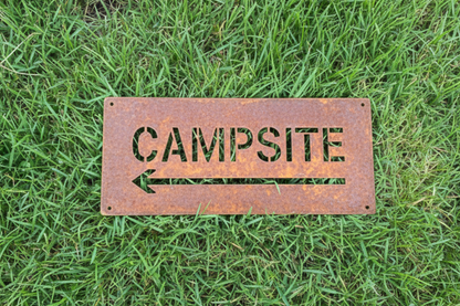 Campsite with arrow left