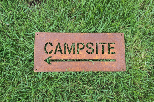 Campsite with arrow left