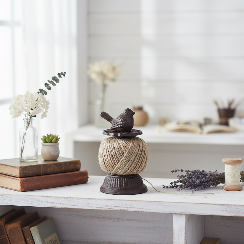 Cast Iron Bird Twine Holder Jute Ball — Craft Room