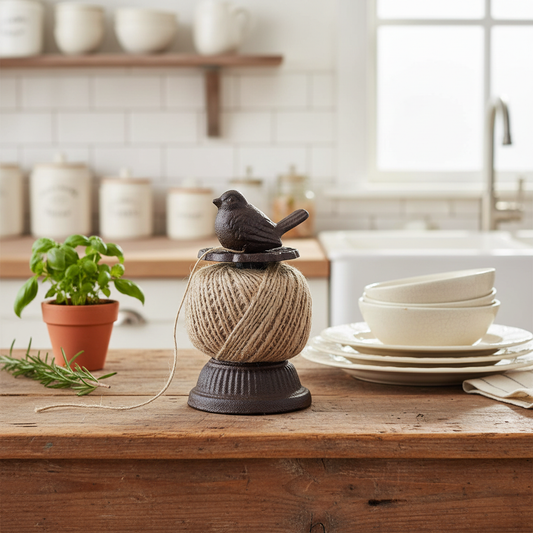 Cast Iron Bird Twine Holder Jute Ball — Kitchen