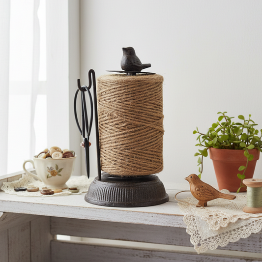 Cast Iron Bird Twine Holder Large — Craft Room Shelf
