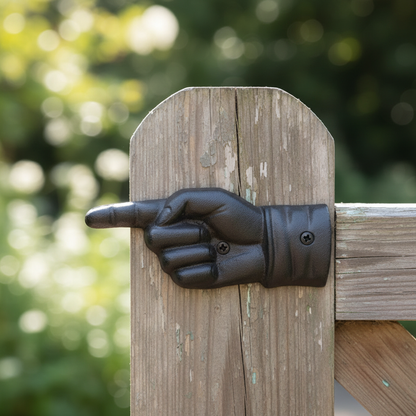Cast Iron Finger Sign - Gate Close Up