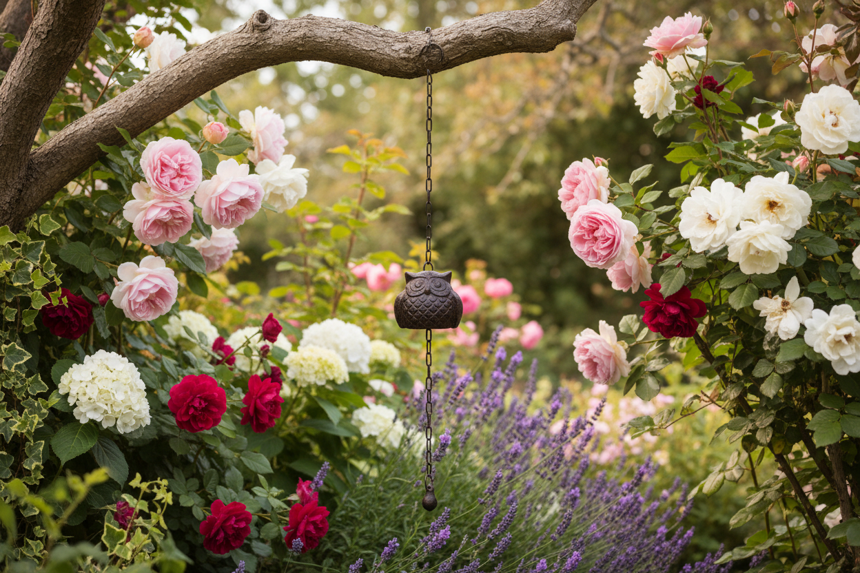 Cast Iron Owl Bell Wind Chime Lifestyle 2