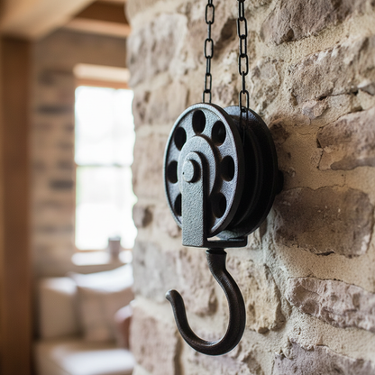 Cast Iron Pulley Hook — Decorative Wall Display