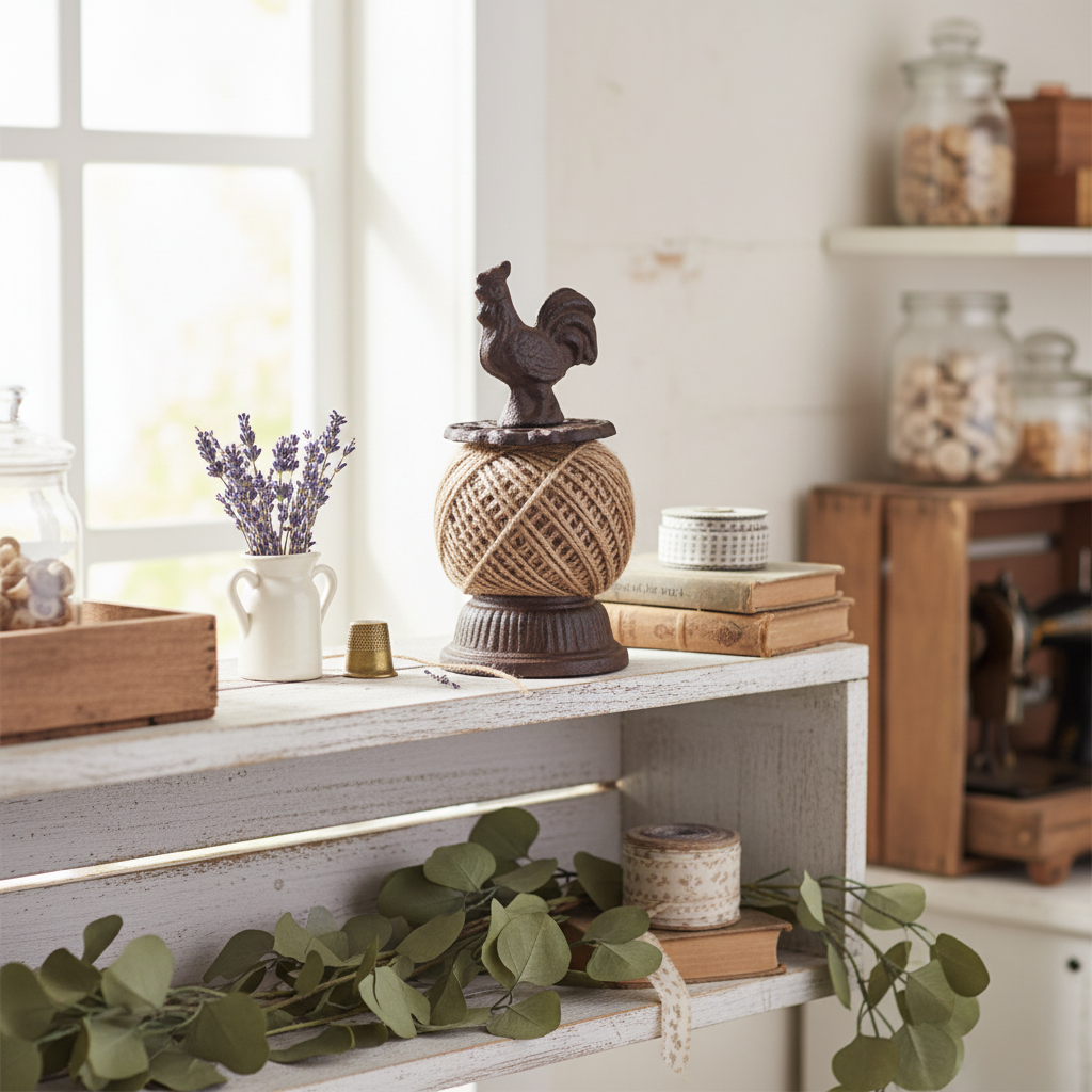 Cast Iron Rooster Twine Holder — Craft Room