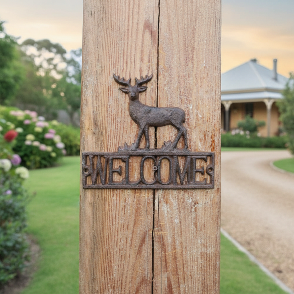 Cast Iron Stag Welcome Plaque — Country Property Entrance