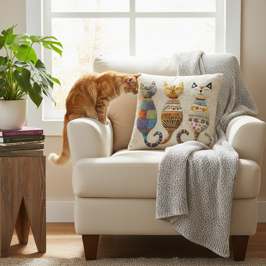 Cat cushion — armchair with real cat
