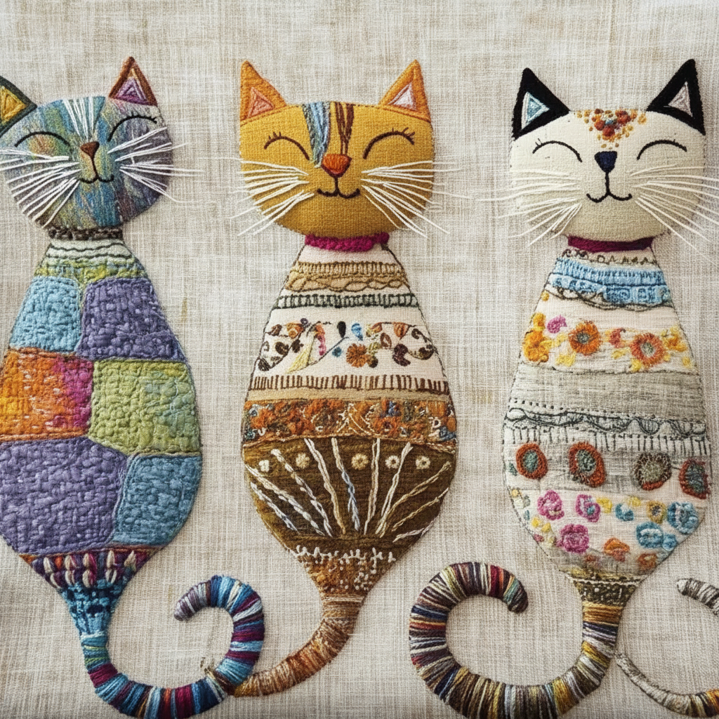 Cat cushion — close-up detail