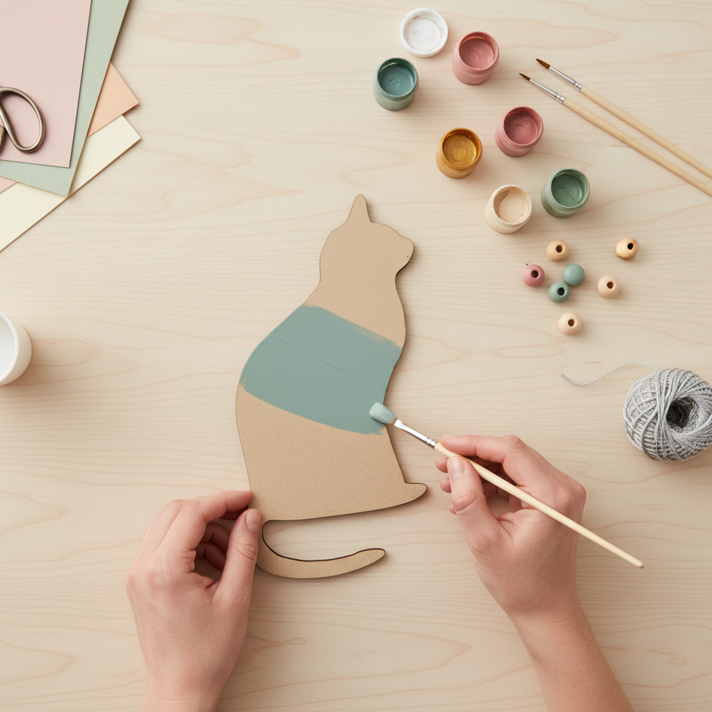 Cat Kitty MDF painting lifestyle image