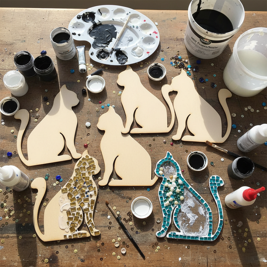 Cat shape mosaic craft project