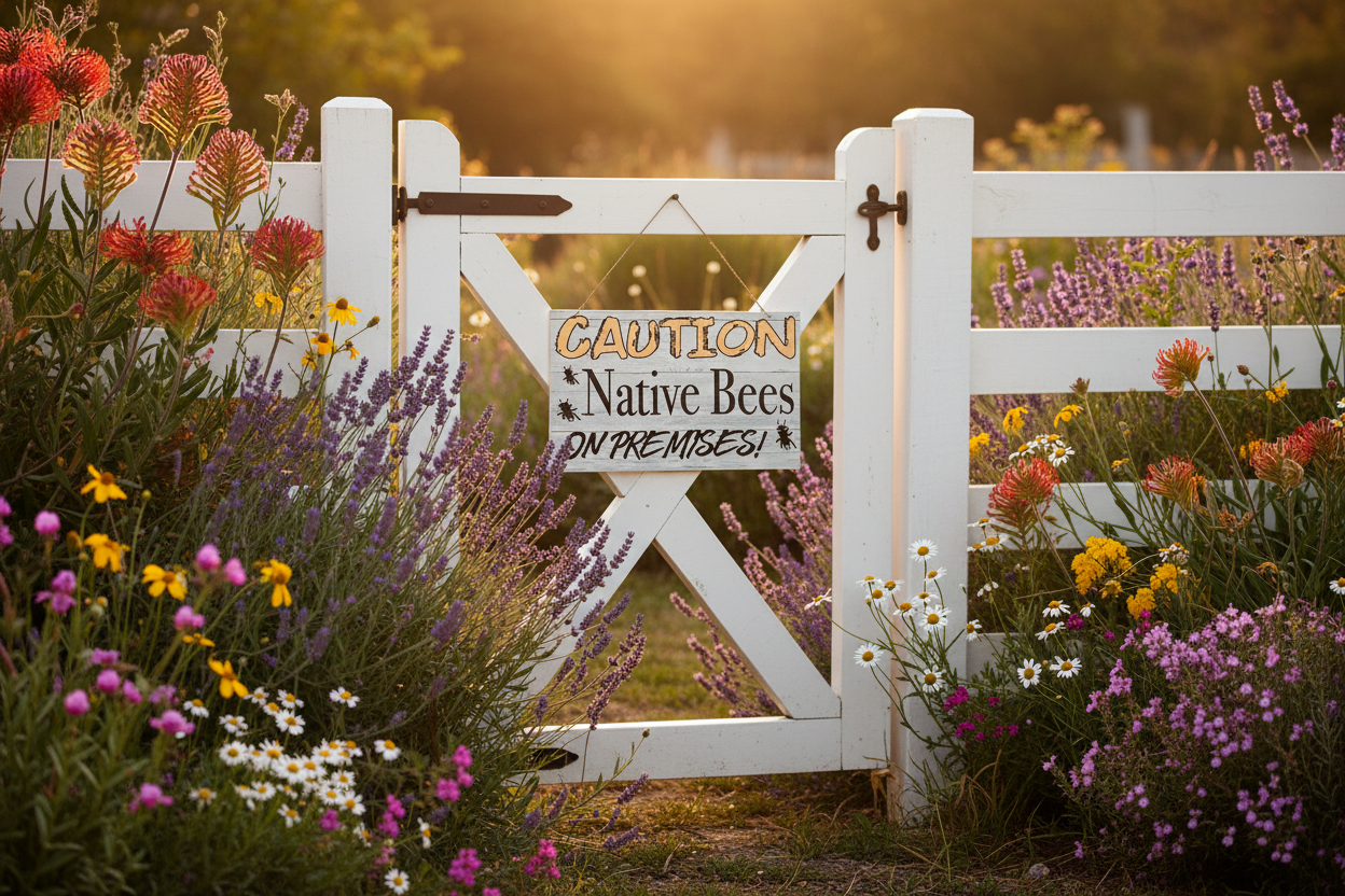 Caution Native Bees - Garden Gate