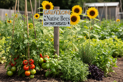 Caution Native Bees - Veggie Garden