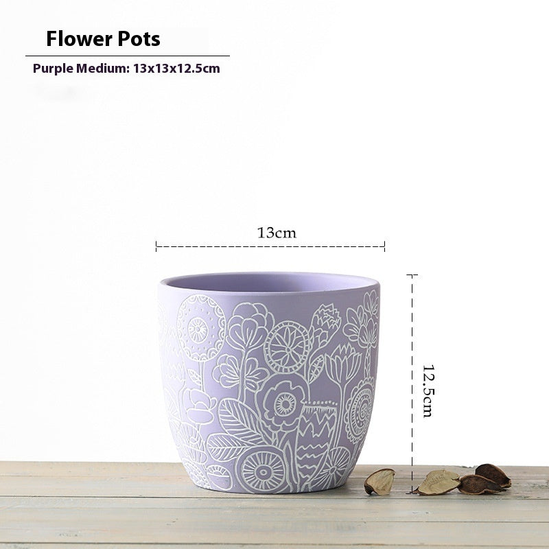 Planter Pot Floral Flowers Ceramic