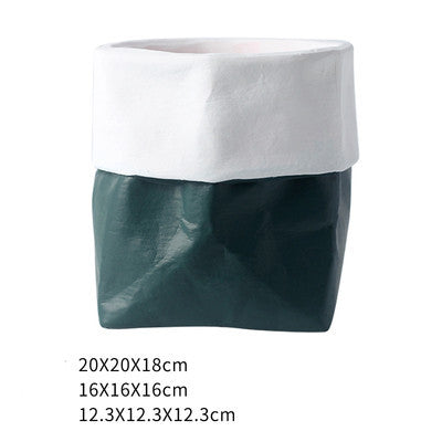 Rustic Bag Planter Pot - Ceramic Paper Bag Flower Pot