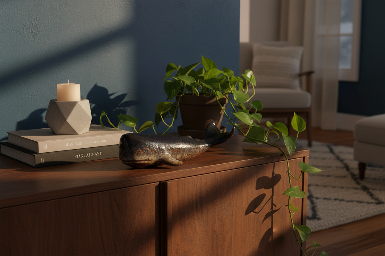 Ceramic Whale — Moody Living Room