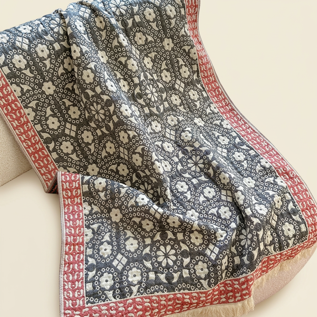 Charcoal floral towel background edit