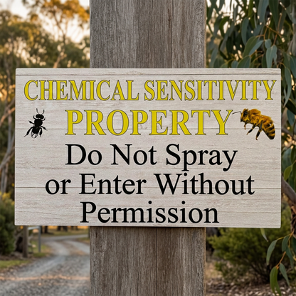 Chemical sensitivity plaque at a driveway entrance